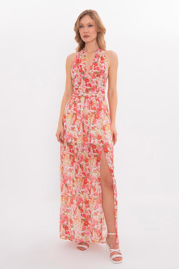 BSL Women Maxi Chiffon Dress with Scarf - Dalton