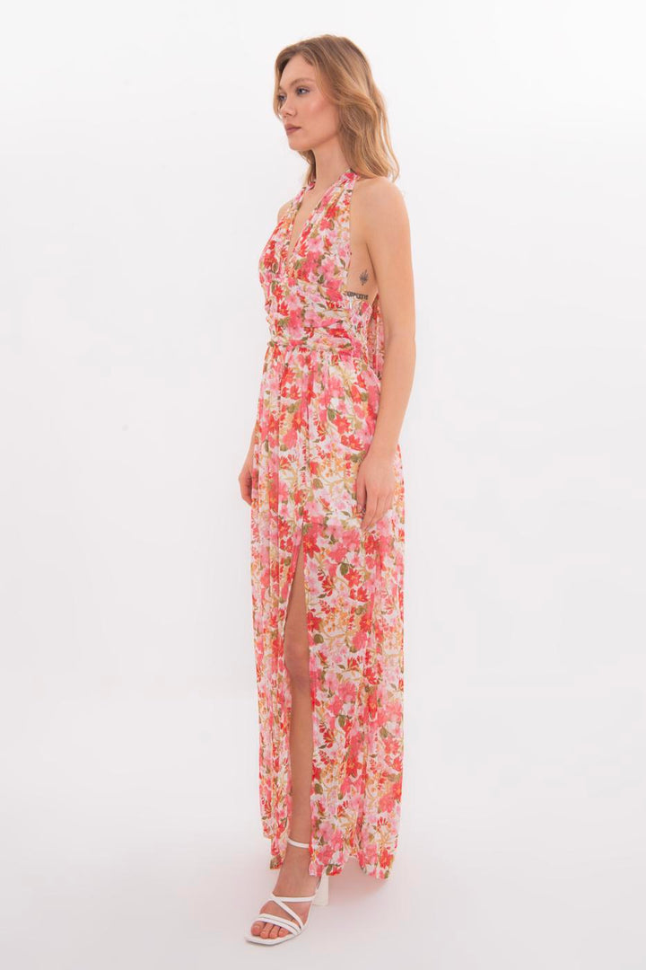 BSL Women Maxi Chiffon Dress with Scarf - Dalton