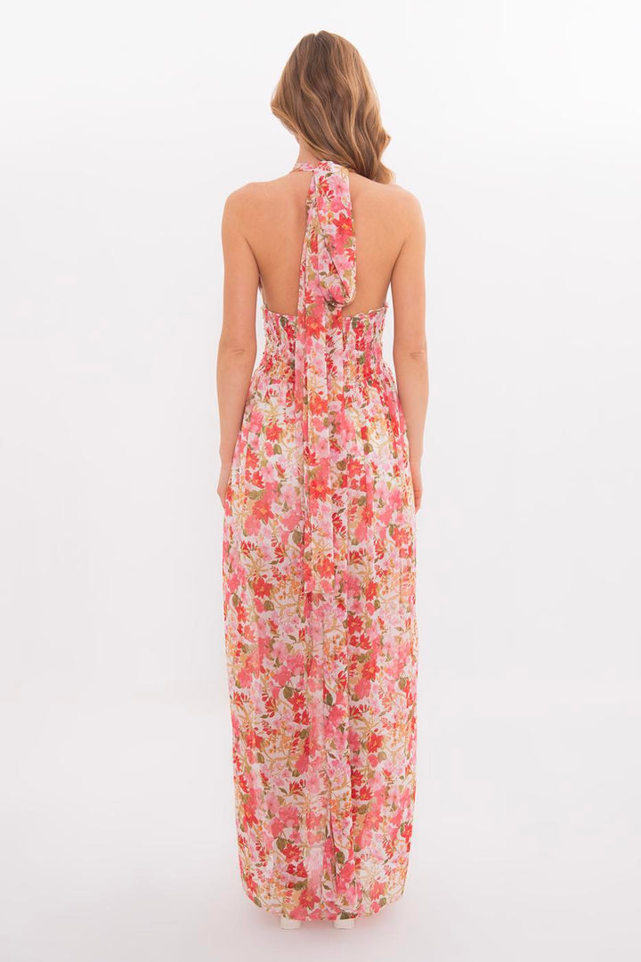 BSL Women Maxi Chiffon Dress with Scarf - Dalton