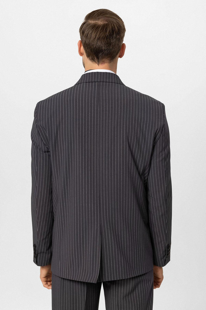 ANT Antioch Smoke Double Breasted Striped Men's Blazer Jacket - Charlottetown