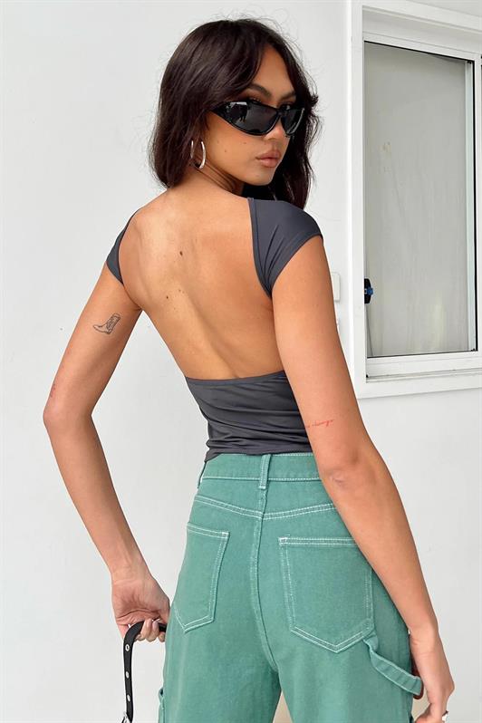 بلوزة MDX Smoke Back Decollete Crop للنساء MG1851 - Villepinte