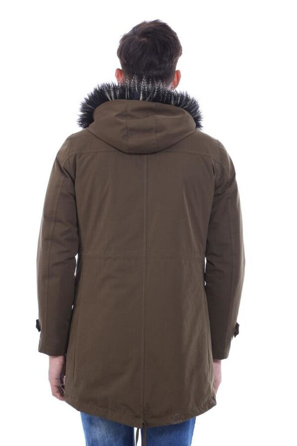 WSS Fur Hooded Parka Khaki Men Coat  - Lethbridge