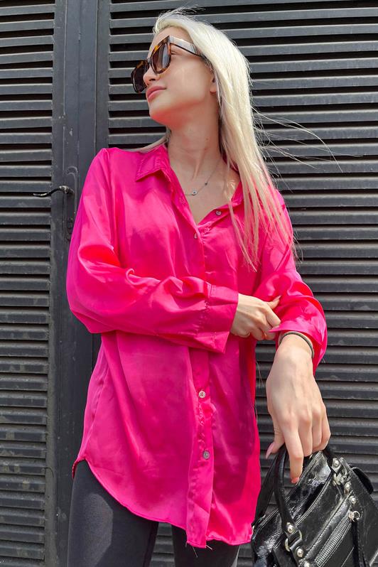 MDX Fuchsia Basic Women's Satin Shirt MG1326 - Rochester