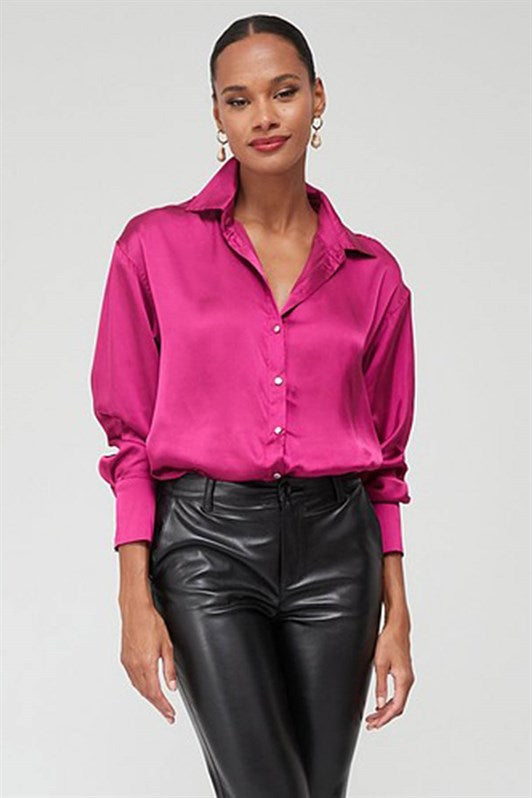 MDX Fuchsia Basic Women's Satin Shirt MG1326 - Rochester