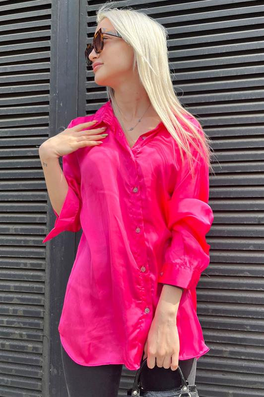 MDX Fuchsia Basic Women's Satin Shirt MG1326 - Rochester