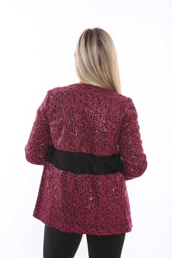 SNS Fuchsia Waist Lace Jacket with Lining and Sequins - Fuquay-Varina