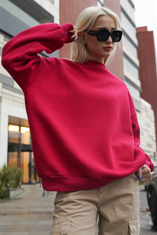 MDX Fuchsia Bicycle Collar Basic Sweatshirt MG1559 - Monroe