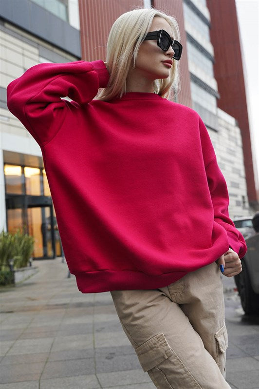 MDX Fuchsia Bicycle Collar Basic Sweatshirt MG1559 - Monroe