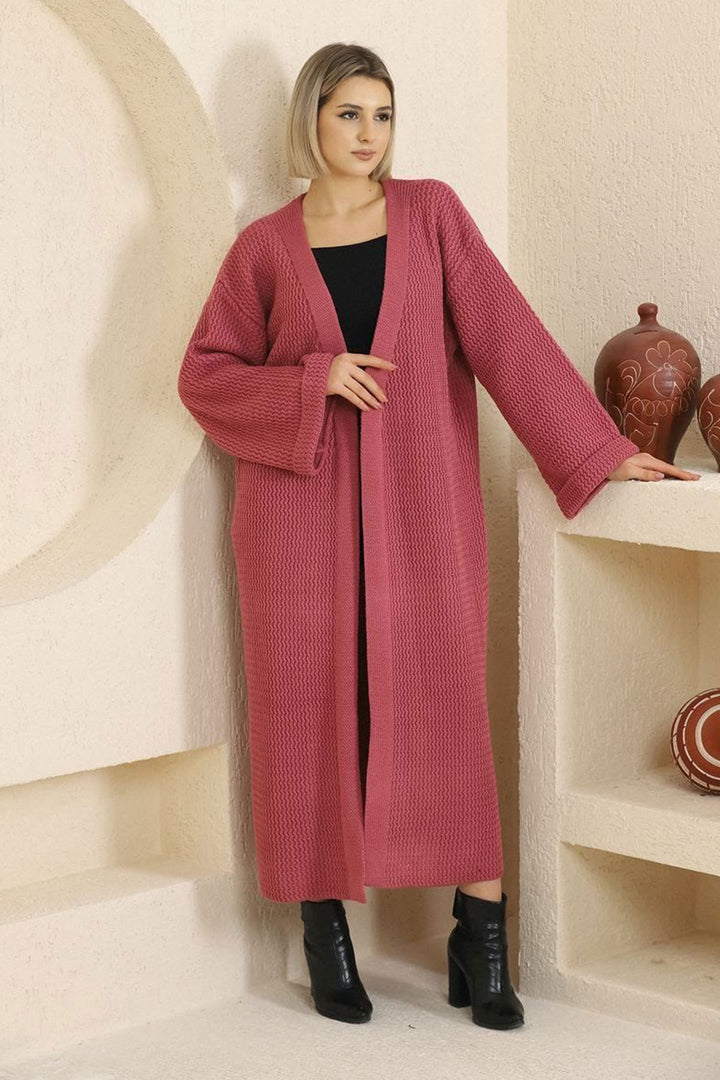 Fuchsia Double Sleeve Long Hijab Cardigan BCES-253000 - Offenburg