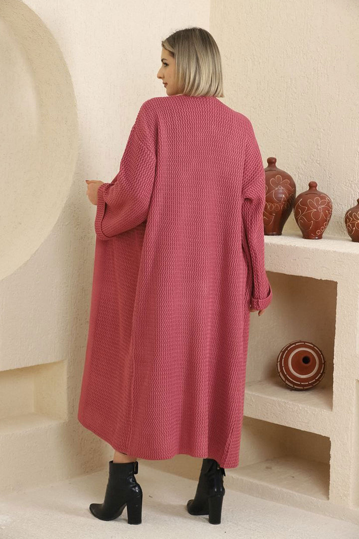 Fuchsia Double Sleeve Long Hijab Cardigan BCES-253000 - Offenburg
