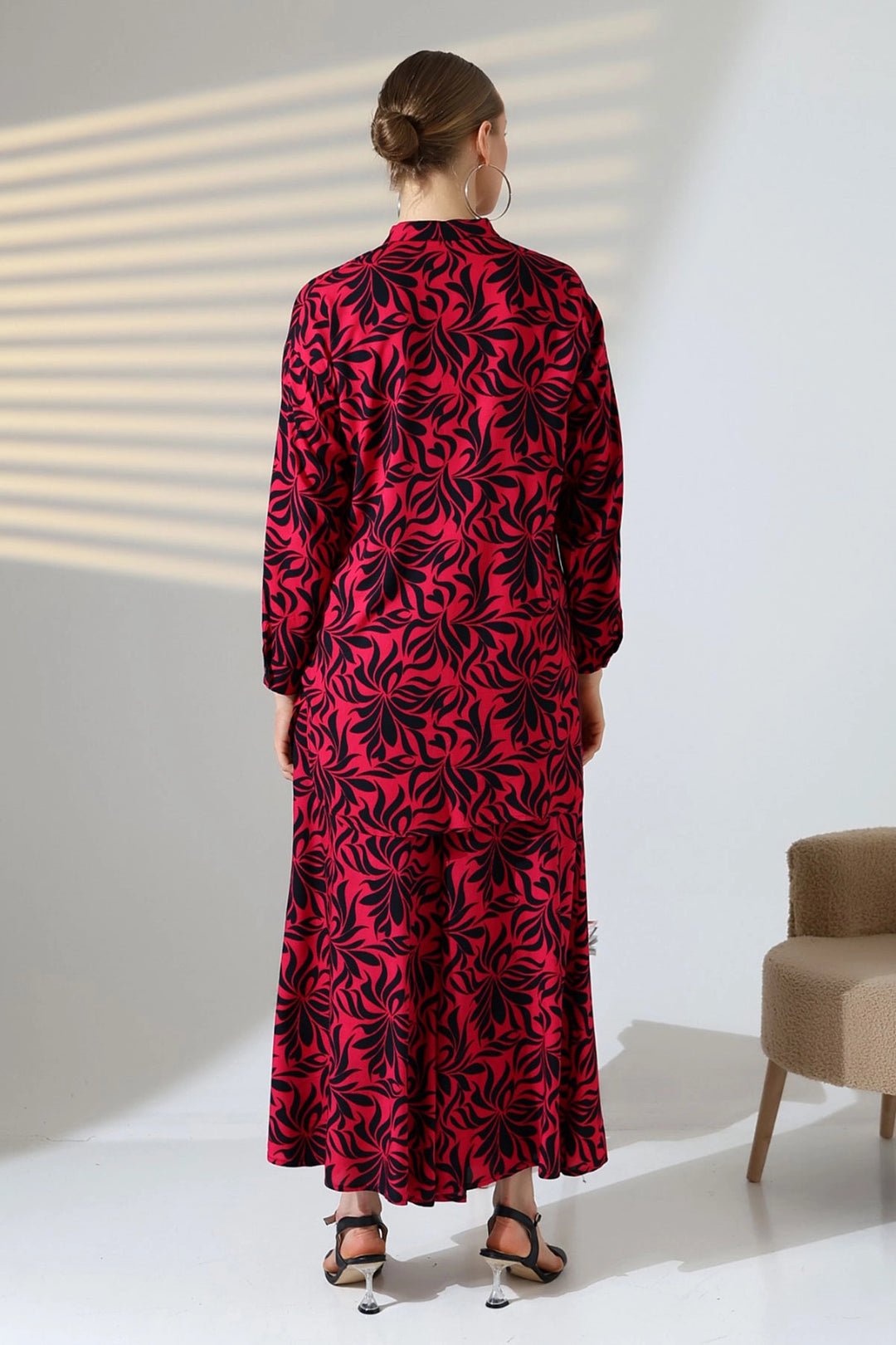 Fuchsia Judge Collar Shirt and Comfortable Fit Pants Woven Top Set BCVL-25V053 - Norwich