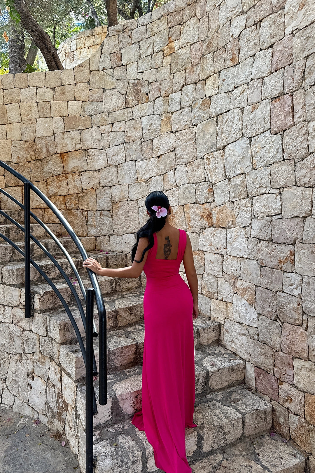 EYY Women Fuchsia Isolated Rose Detailed Dress - Havant