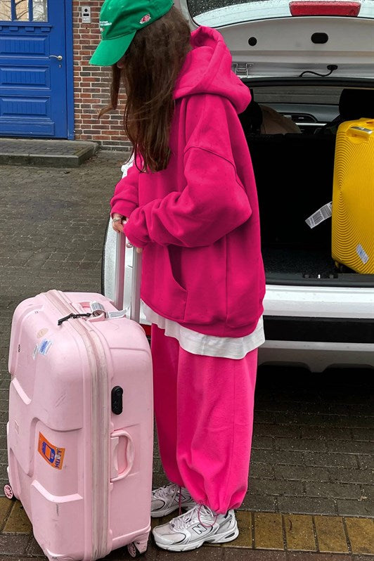 MDX Fuchsia Hooded Oversize Sweatshirt with Shirred MG1566 - Townsville