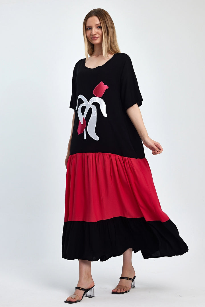 Maxi Girl Fuchsia Embroidered Woven Viscose Dress BCVL-251041 - Wijchen