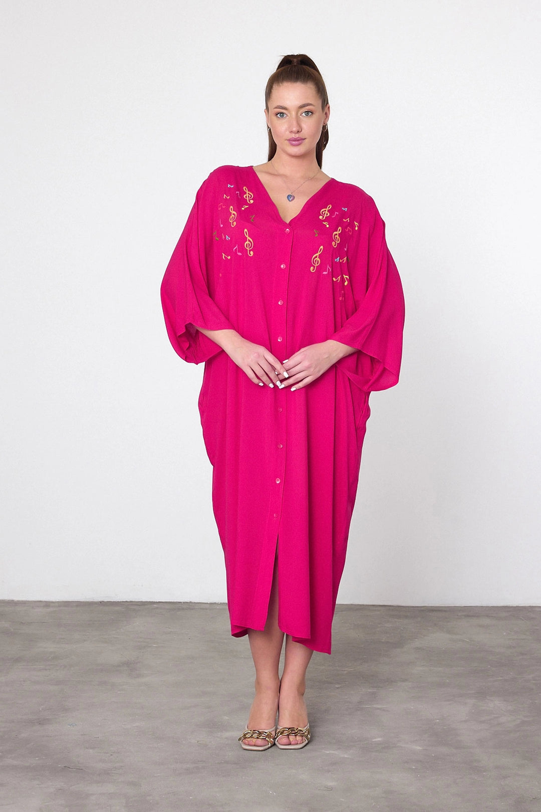Maxi Girl Fuchsia Embroidered Woven Viscose Dress BCVL-25V040 - Zhovti Vody