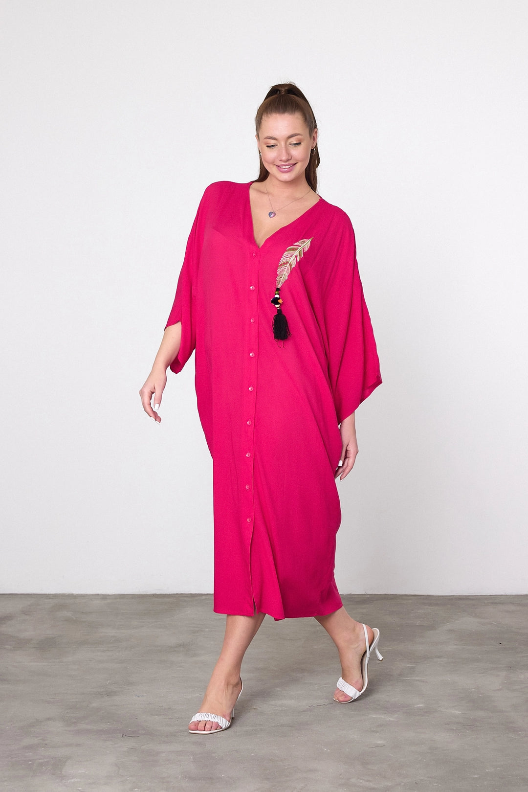 Maxi Girl Fuchsia Embroidered Woven Viscose Dress BCVL-25V039 - State College