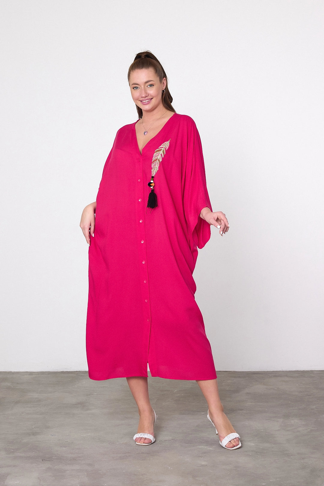 Maxi Girl Fuchsia Embroidered Woven Viscose Dress BCVL-25V039 - State College