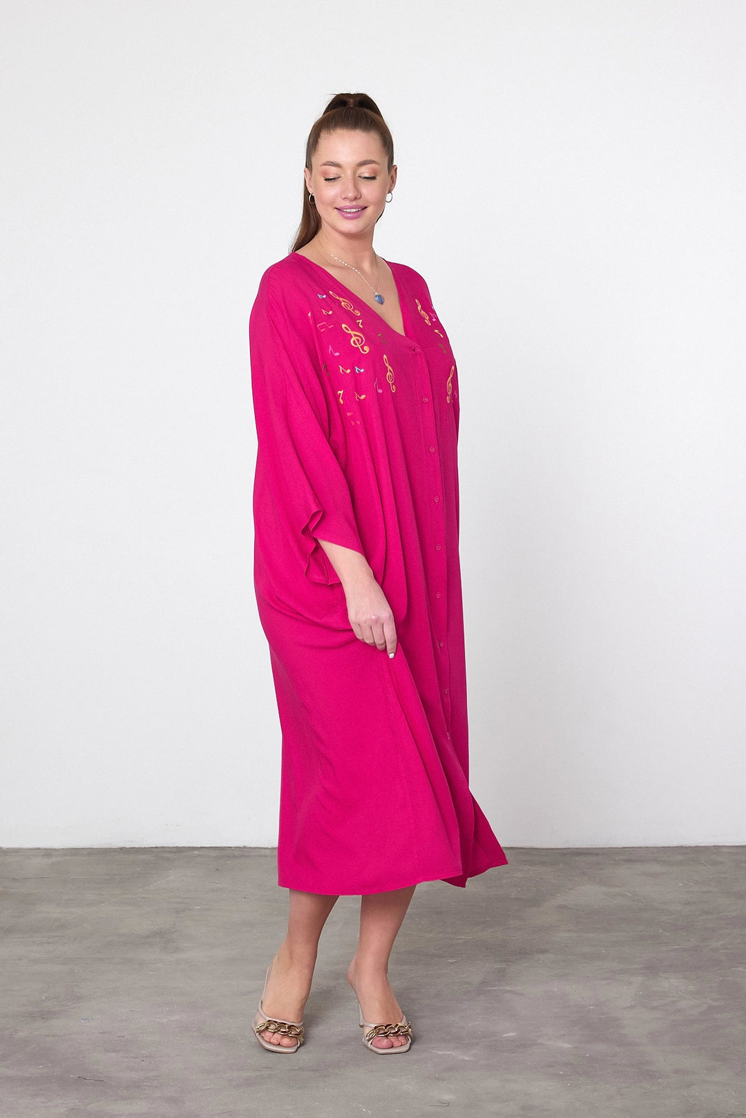 Maxi Girl Fuchsia Embroidered Woven Viscose Dress BCVL-25V040 - Zhovti Vody