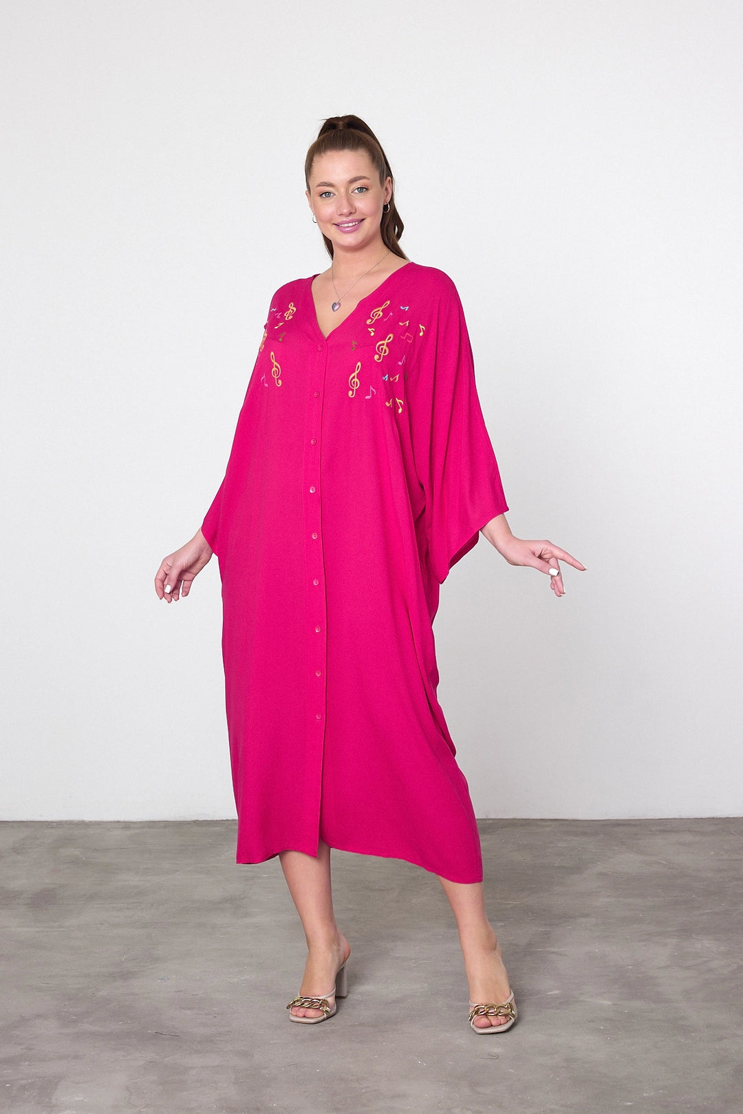 Maxi Girl Fuchsia Embroidered Woven Viscose Dress BCVL-25V040 - Zhovti Vody