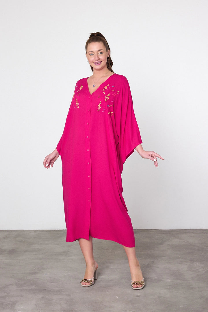 Maxi Girl Fuchsia Embroidered Woven Viscose Dress BCVL-25V040 - Zhovti Vody