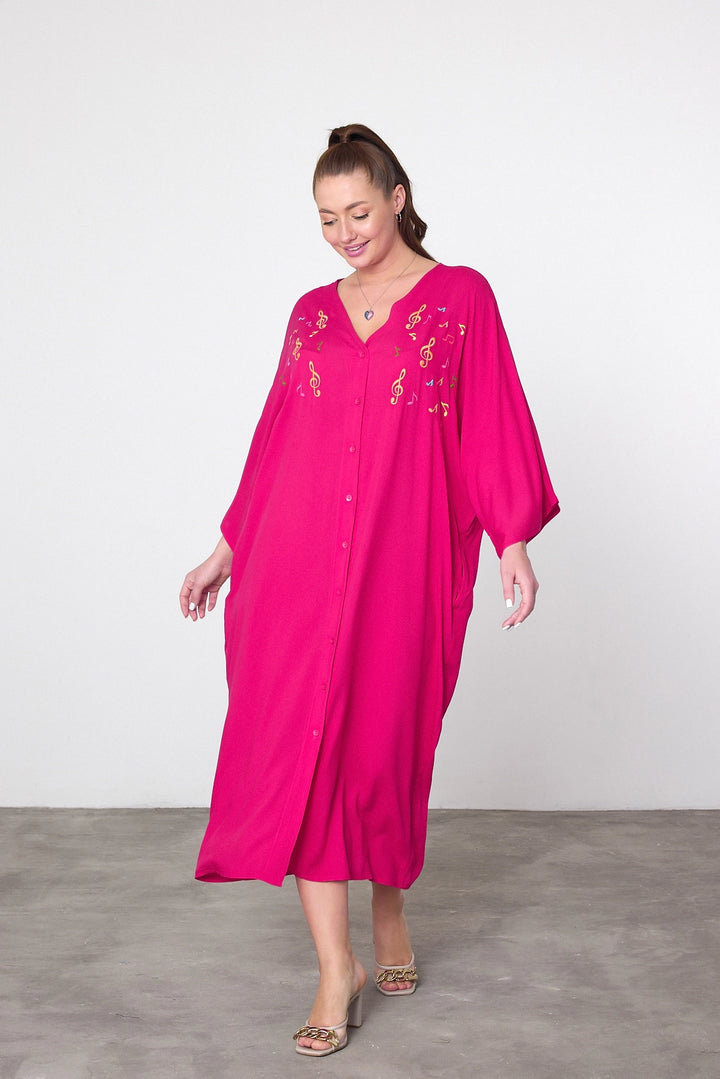 Maxi Girl Fuchsia Embroidered Woven Viscose Dress BCVL-25V040 - Zhovti Vody