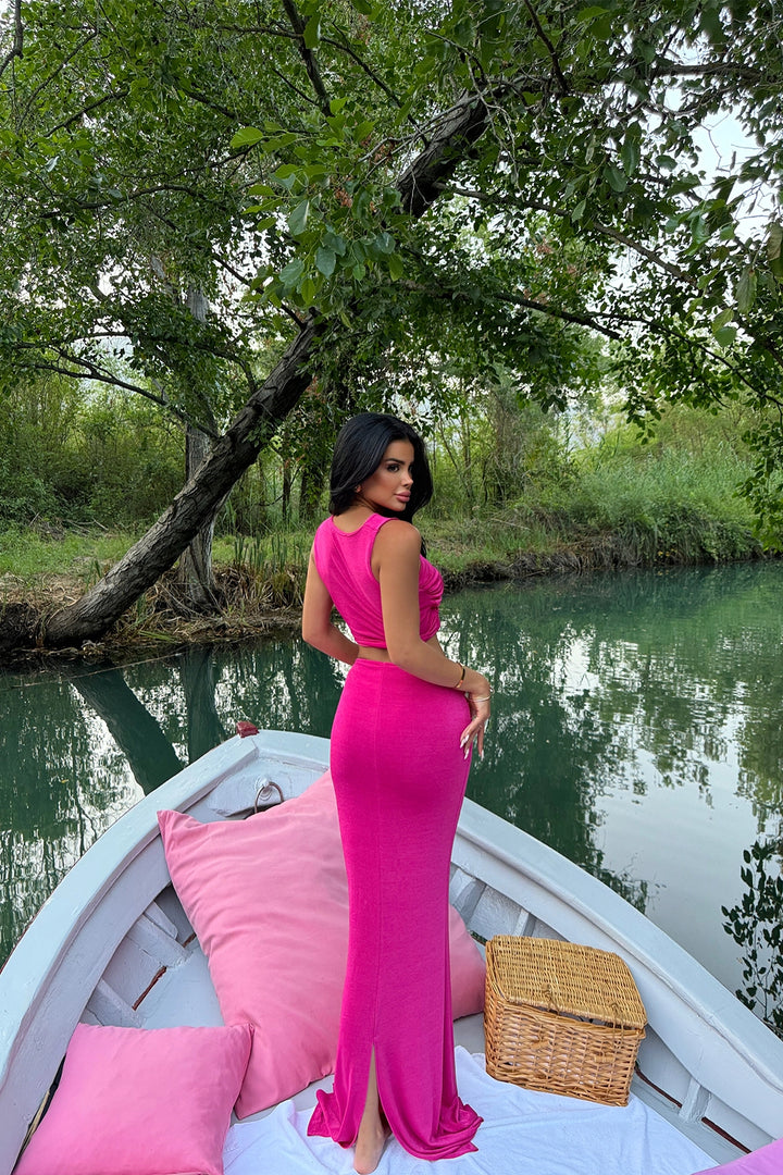 طقم EYY نسائي فوشيا مكشكش - أنجيه