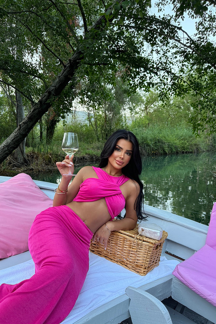 طقم EYY نسائي فوشيا مكشكش - أنجيه