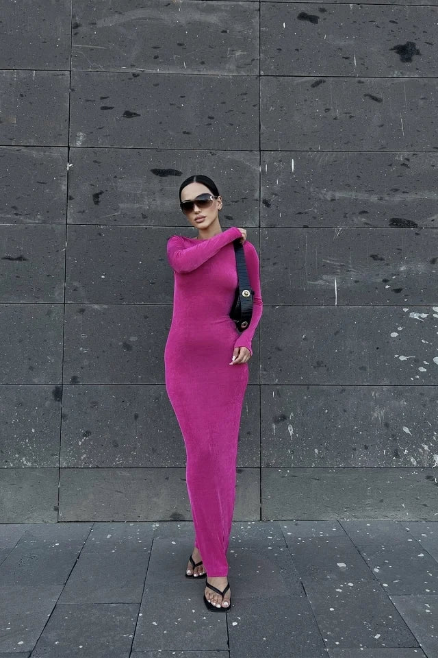 EYY Women Fuchsia Back Lace Detail Dress - Noblesville