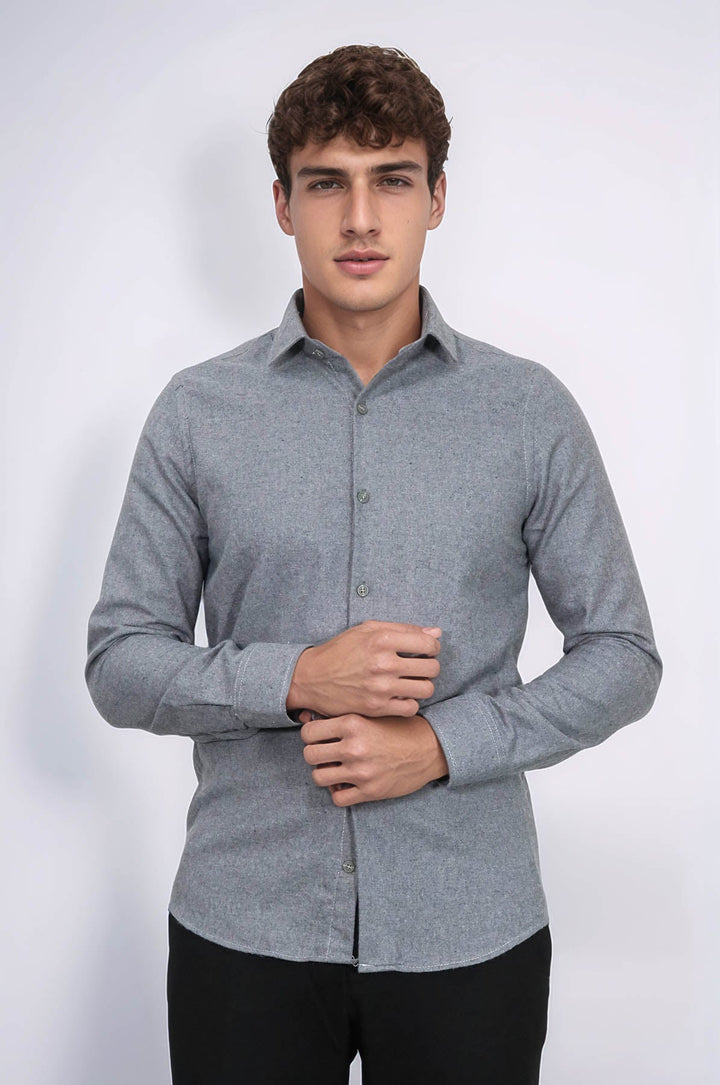 WSS Plain Slim Fit Grey Men Lumberjack Men Shirt  - Alytus
