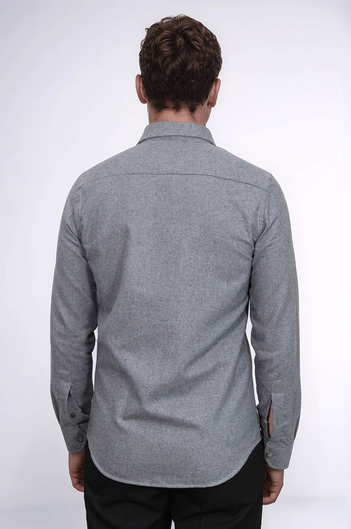 WSS Plain Slim Fit Grey Men Lumberjack Men Shirt  - Alytus