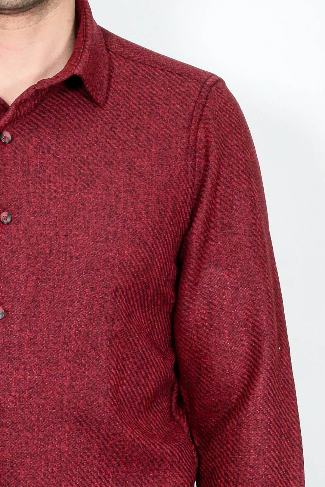 WSS Slim Fit Cotton Plain Burgundy Men Lumberjack Shirt  - Chieri
