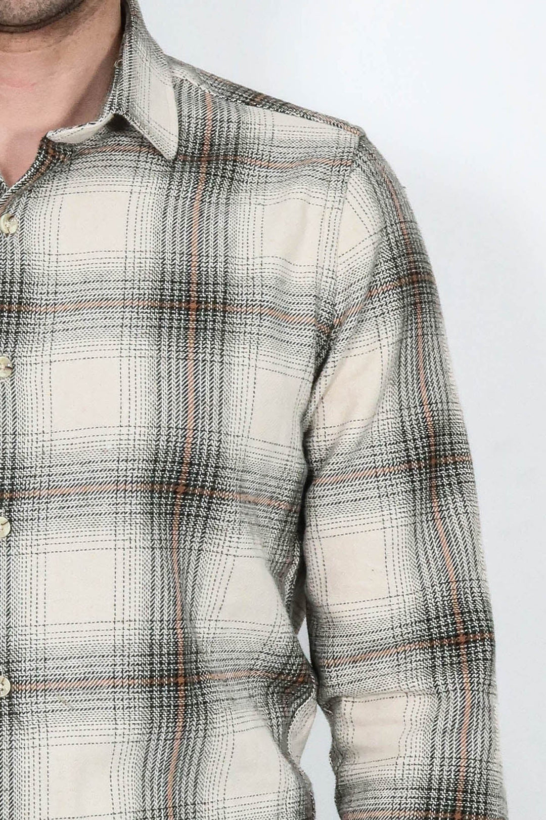 WSS Checked Beige Men Lumberjack Shirt  - South Shields