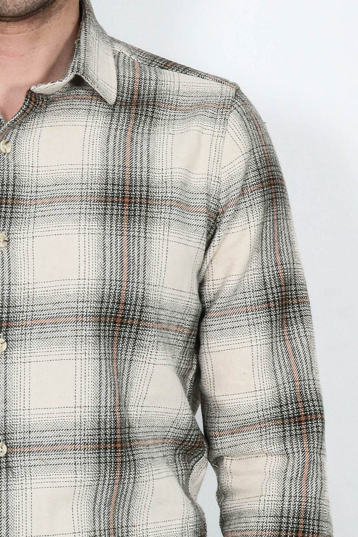 WSS Checked Beige Men Lumberjack Shirt  - South Shields