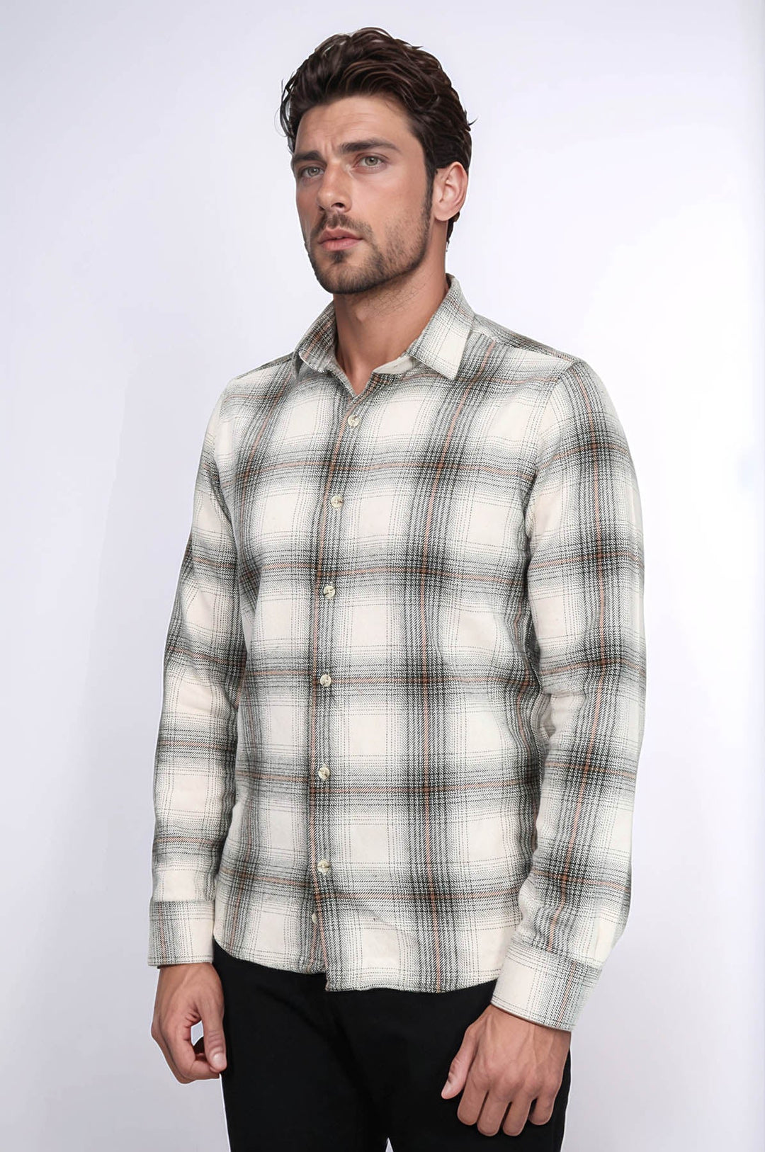 WSS Checked Beige Men Lumberjack Shirt  - South Shields