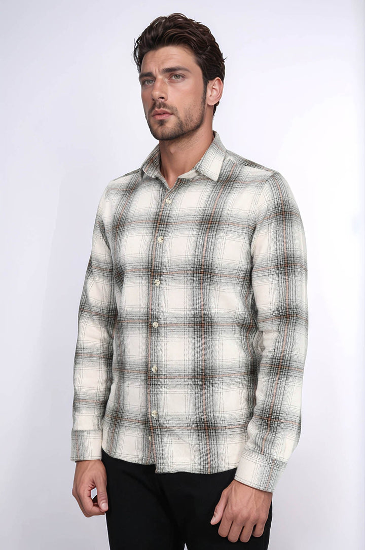 WSS Checked Beige Men Lumberjack Shirt  - South Shields