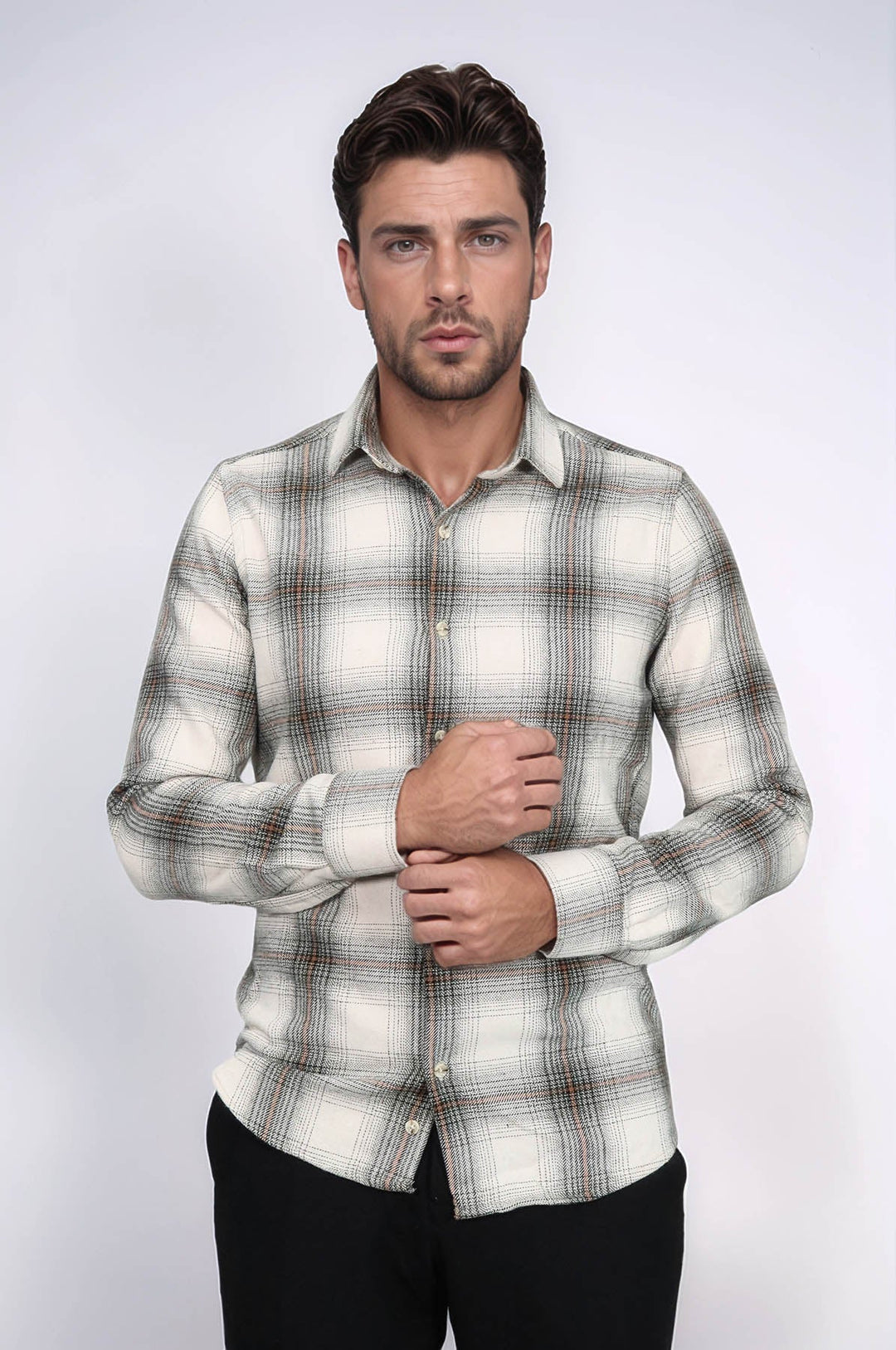 WSS Checked Beige Men Lumberjack Shirt  - South Shields