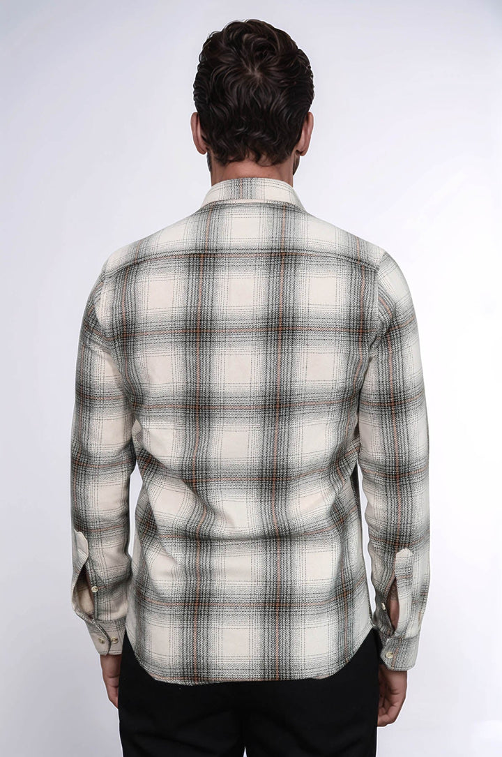 WSS Checked Beige Men Lumberjack Shirt  - South Shields