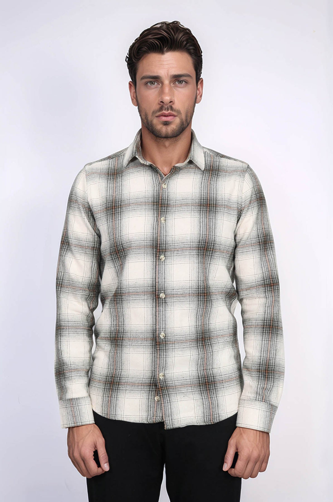WSS Checked Beige Men Lumberjack Shirt  - South Shields