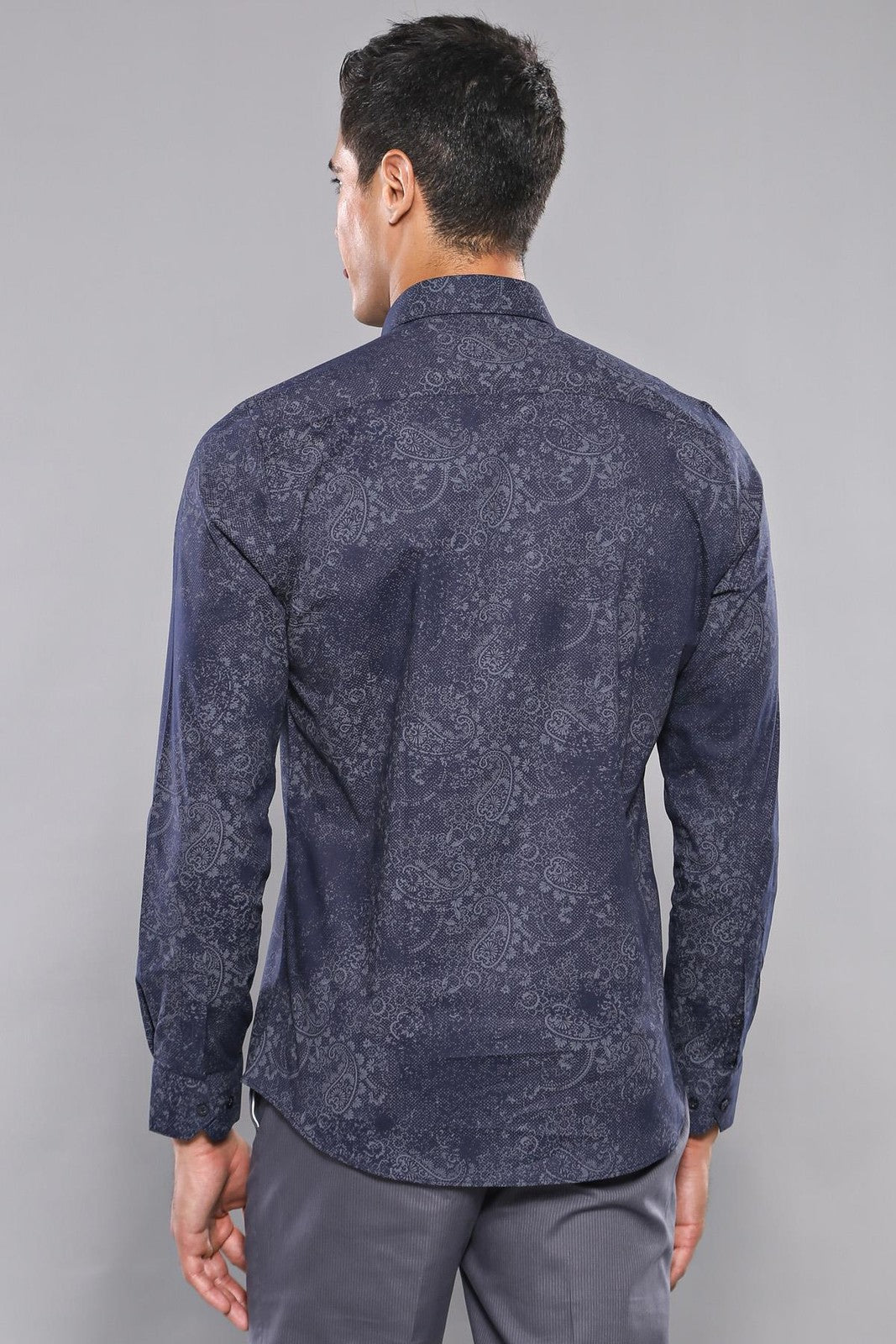 WSS Patterned Navy Blue Shirt   - South Lyon