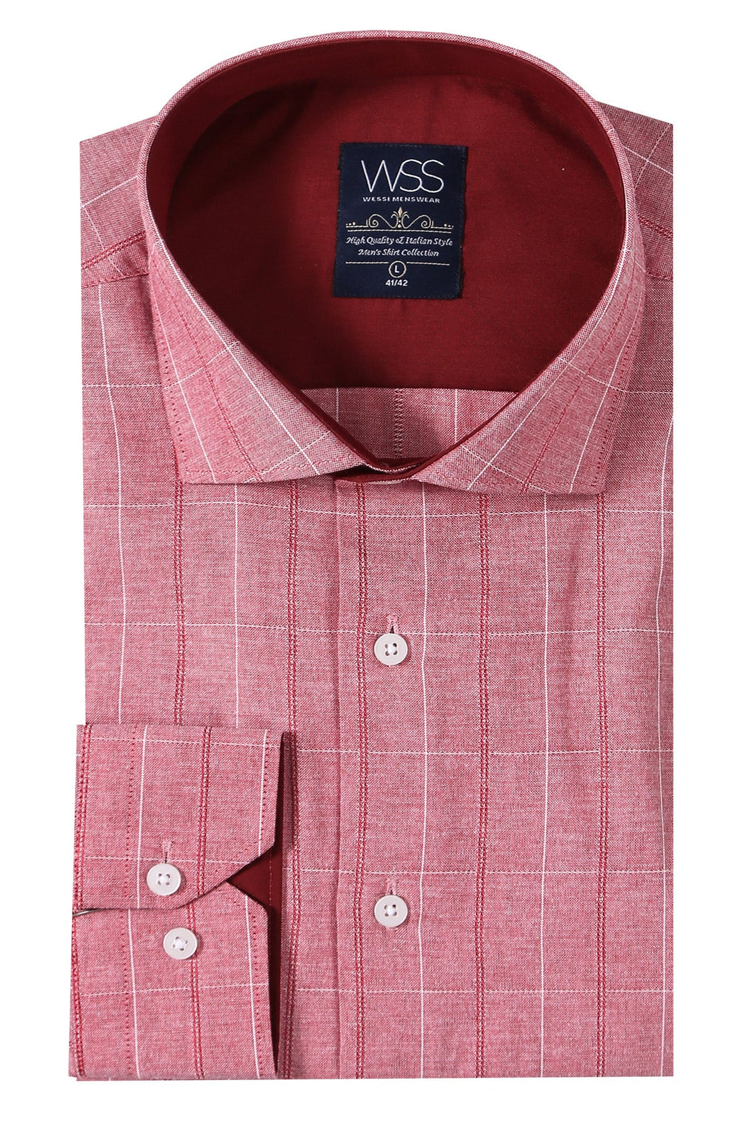 WSS Checked Light Burgundy Men's Shirt  - Singen