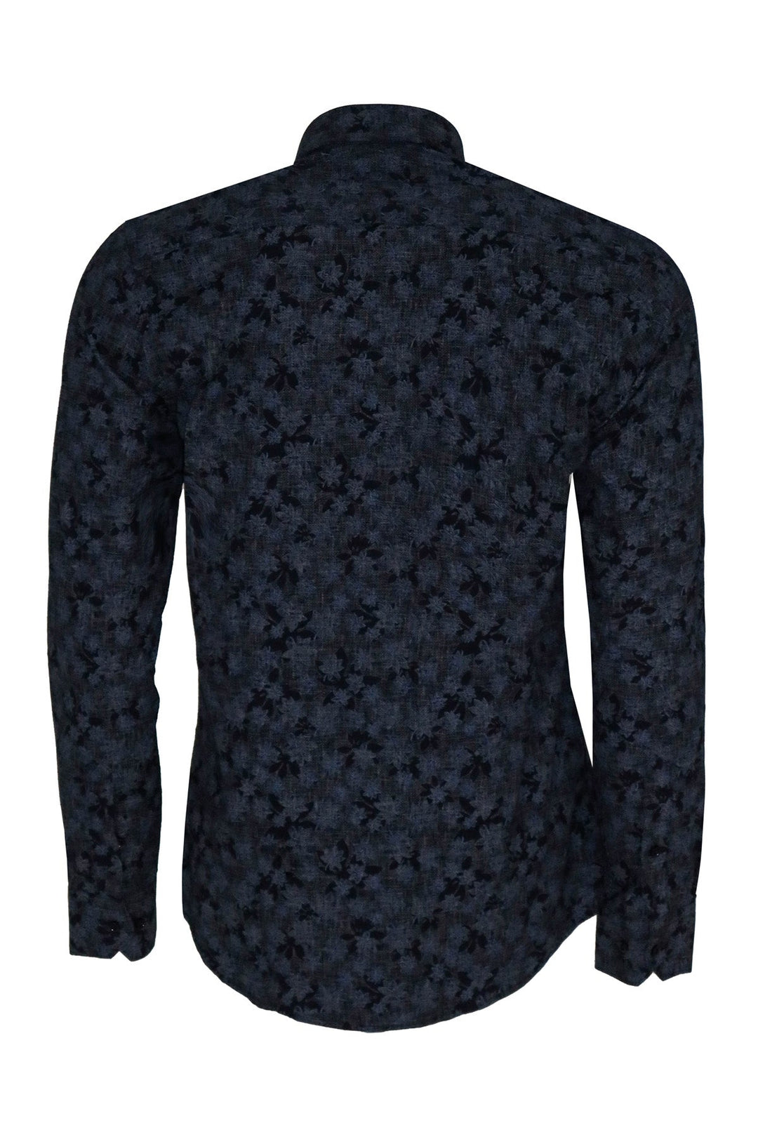 WSS Bloom Patterned Dark Blue Slim Fir Shirt  - Singen