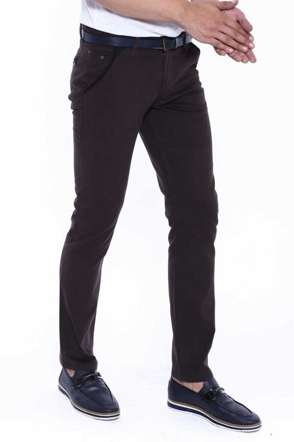 WSS Gabardin Dark Brown Men Pants  - Nichelino