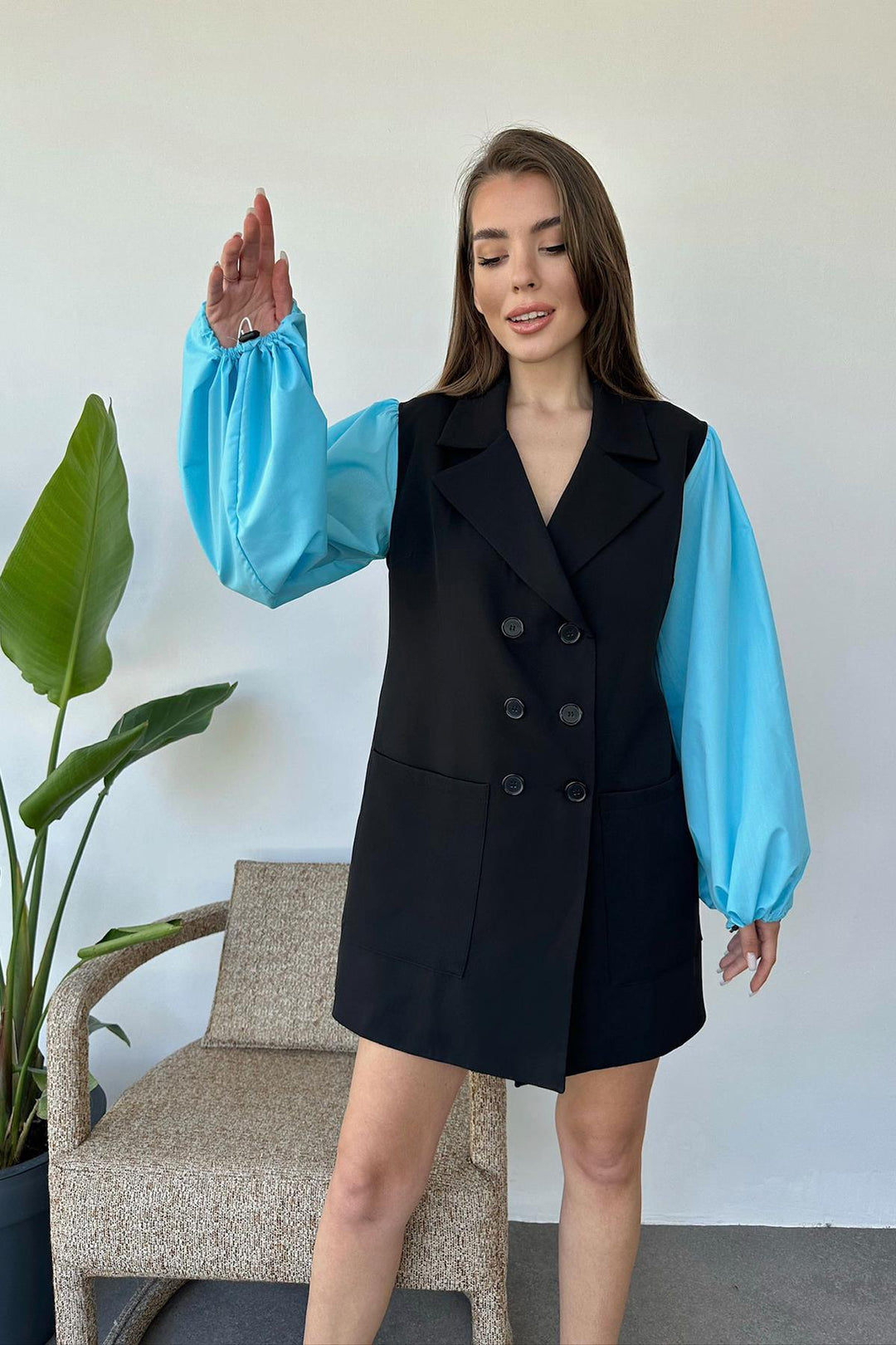 ELS Pomegranate Jacket Dress - Blue - Juan Rodríguez Clara