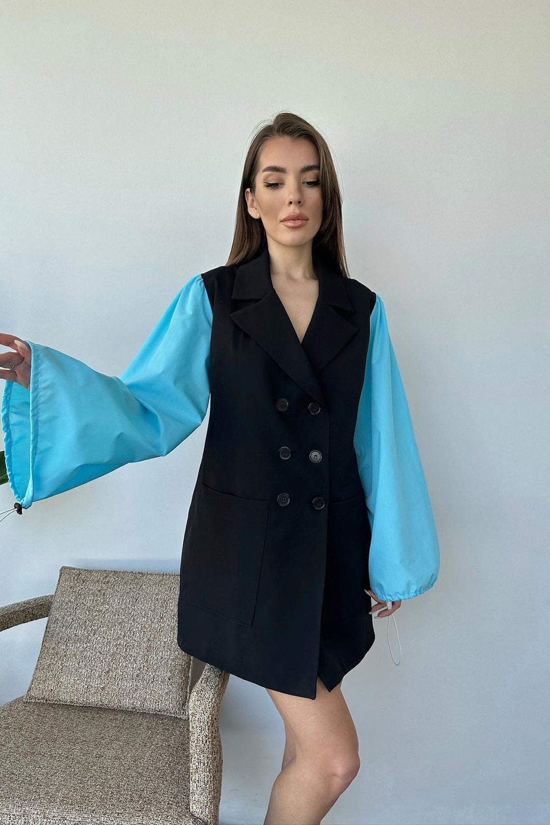 ELS Pomegranate Jacket Dress - Blue - Juan Rodríguez Clara