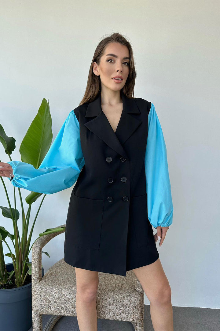 ELS Pomegranate Jacket Dress - Blue - Juan Rodríguez Clara