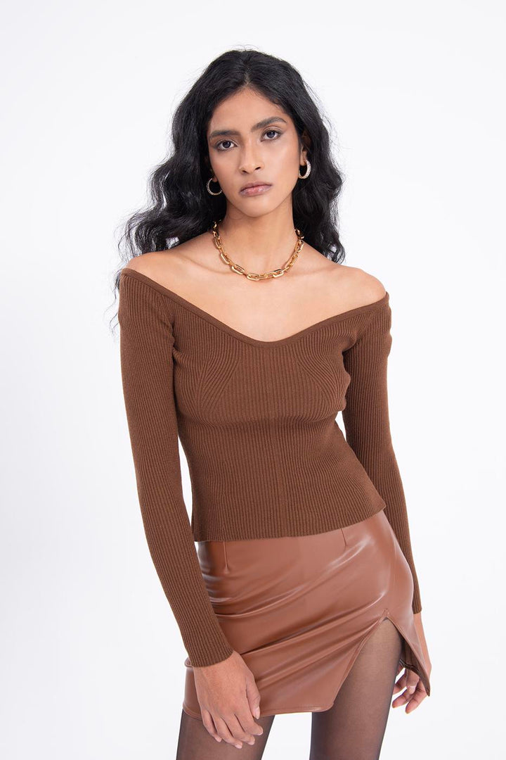 BSL Women Wide neck knitted top - Waldorf