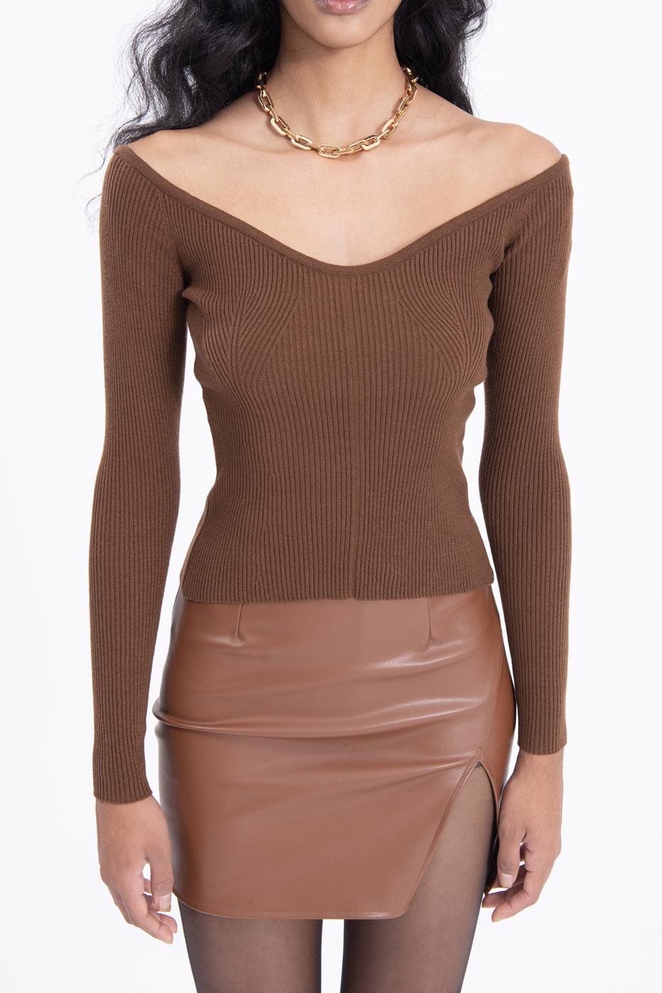 BSL Women Wide neck knitted top - Waldorf