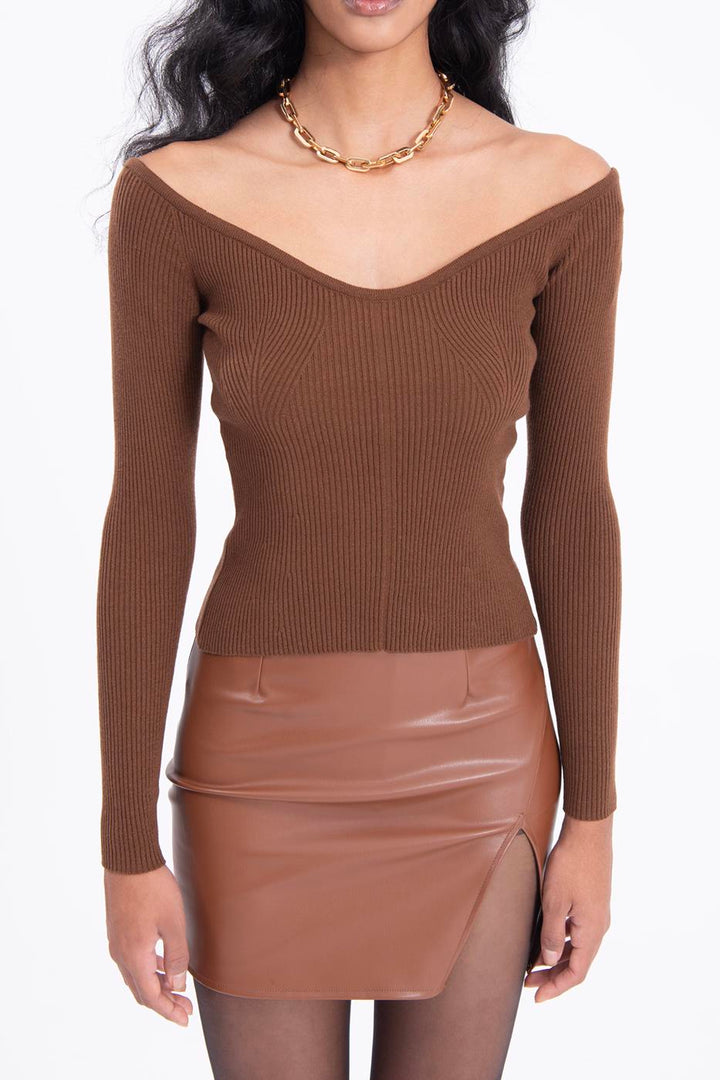 BSL Women Wide neck knitted top - Waldorf