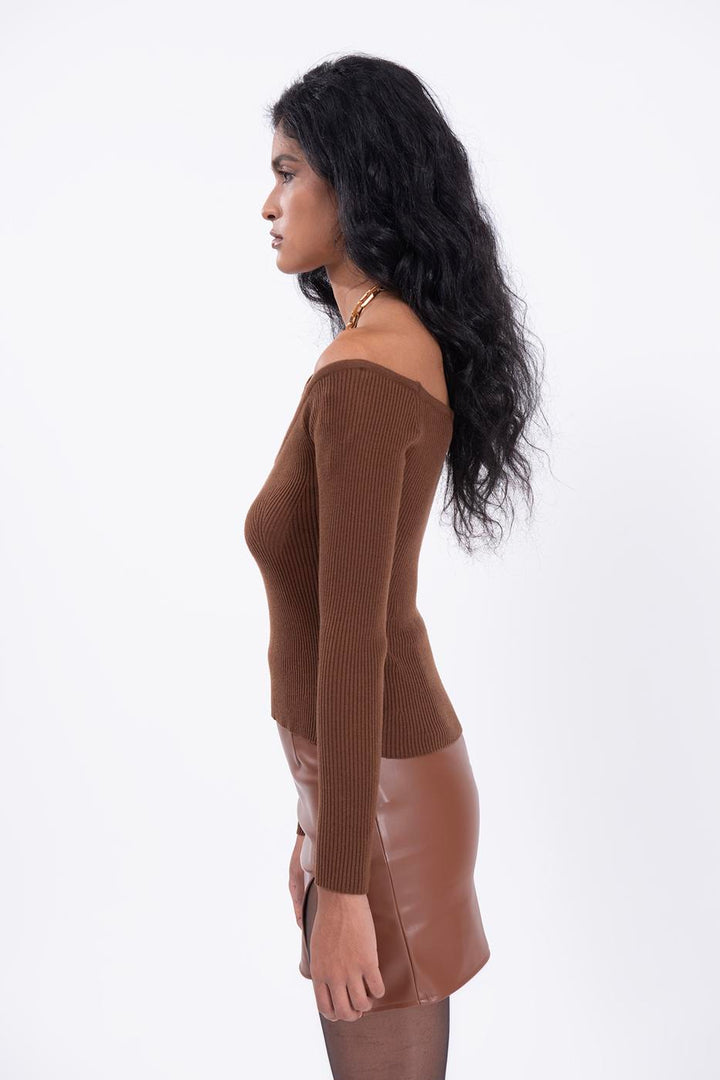 BSL Women Wide neck knitted top - Waldorf