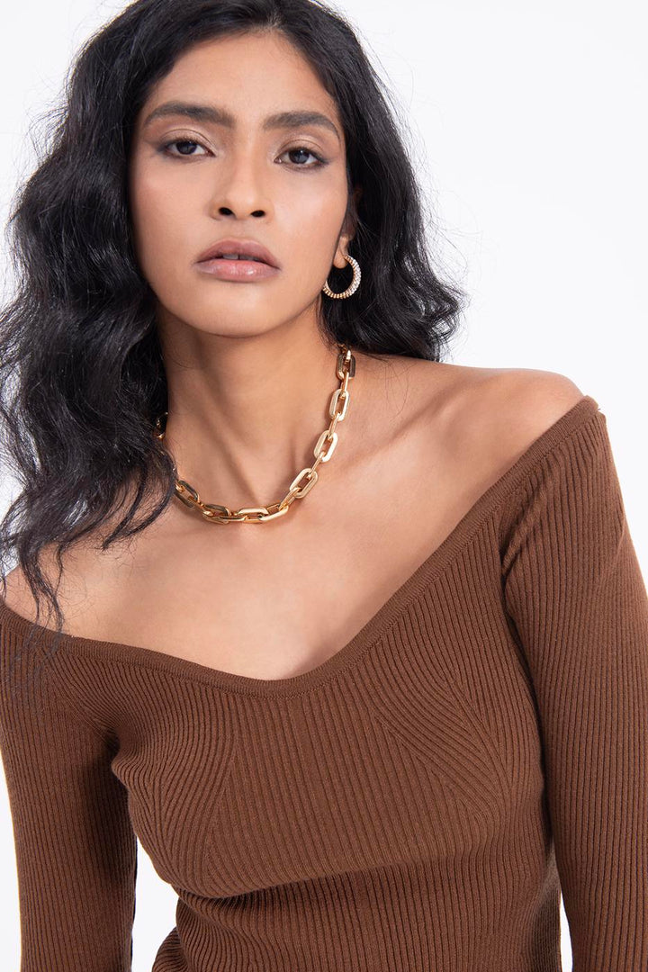 BSL Women Wide neck knitted top - Waldorf